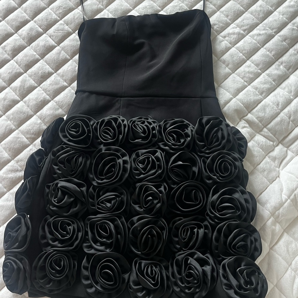 AKIRA Black Strapless Dress with Rosette Skirt - Picture 4 of 4